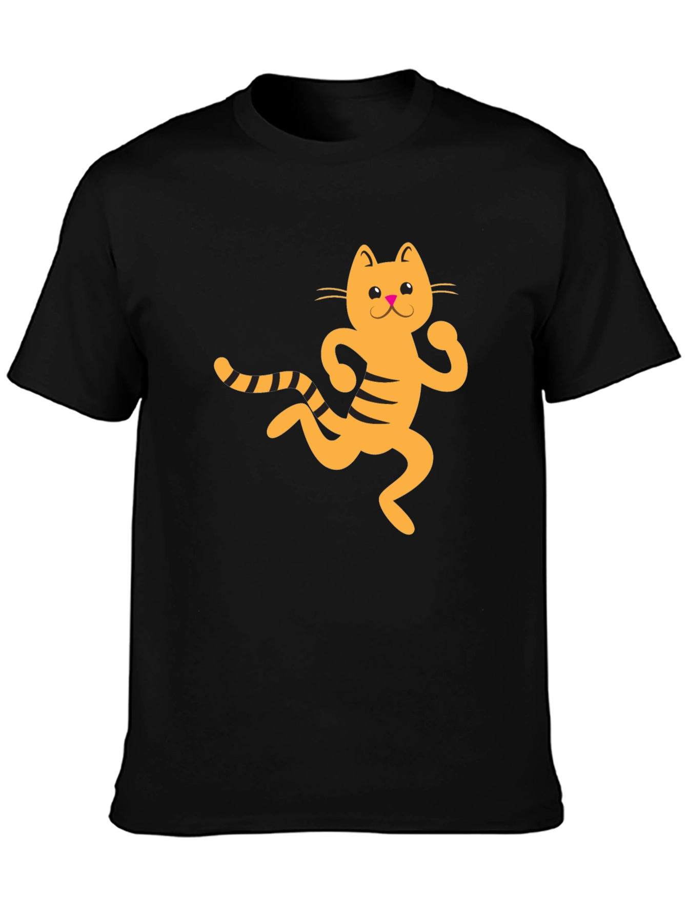 Funny Cat Graphic Tee - Black Cotton T-Shirt