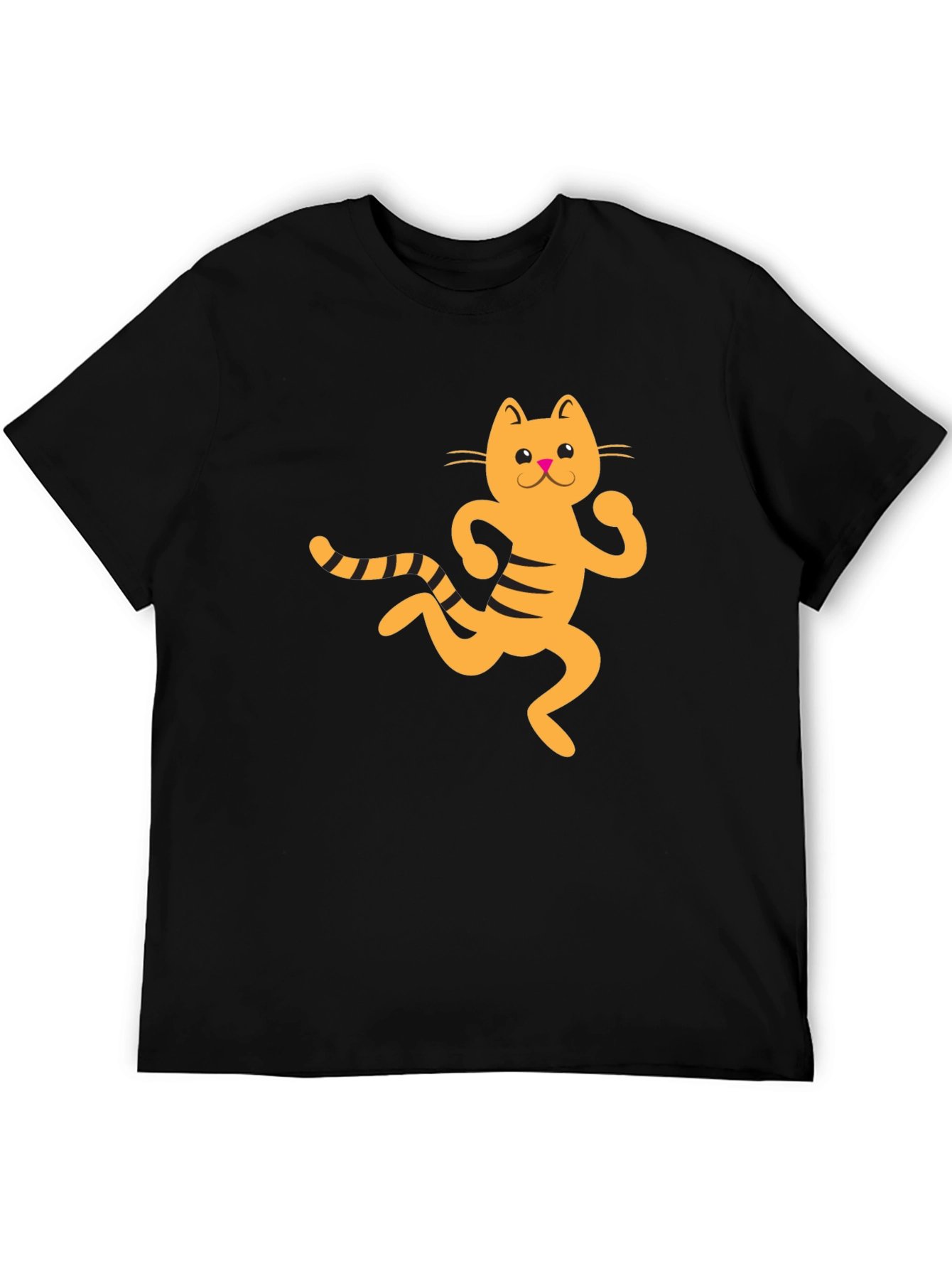 Funny Cat Graphic Tee - Black Cotton T-Shirt