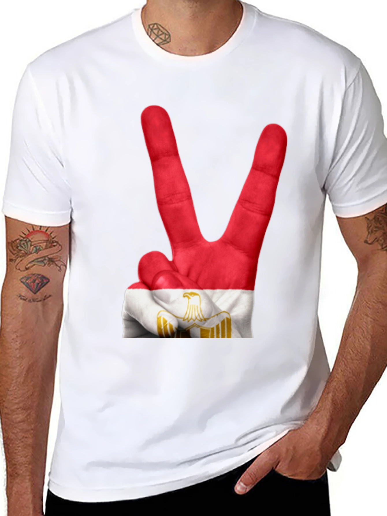 Egypt Flag Hand Peace Sign T-Shirt