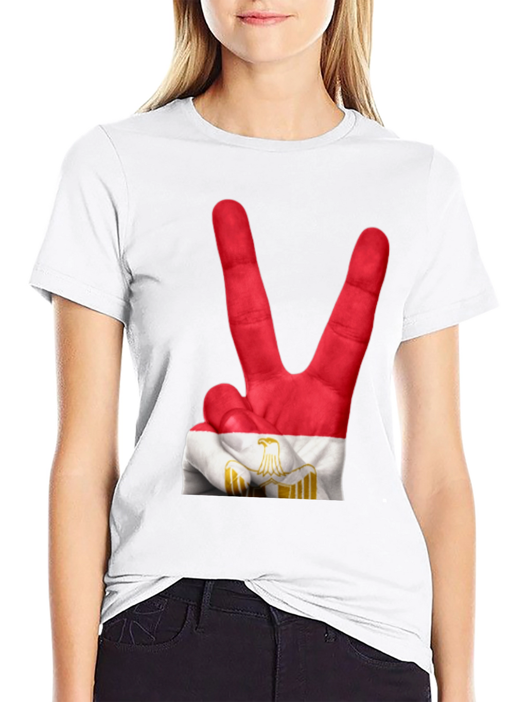 Egypt Flag Hand Peace Sign T-Shirt