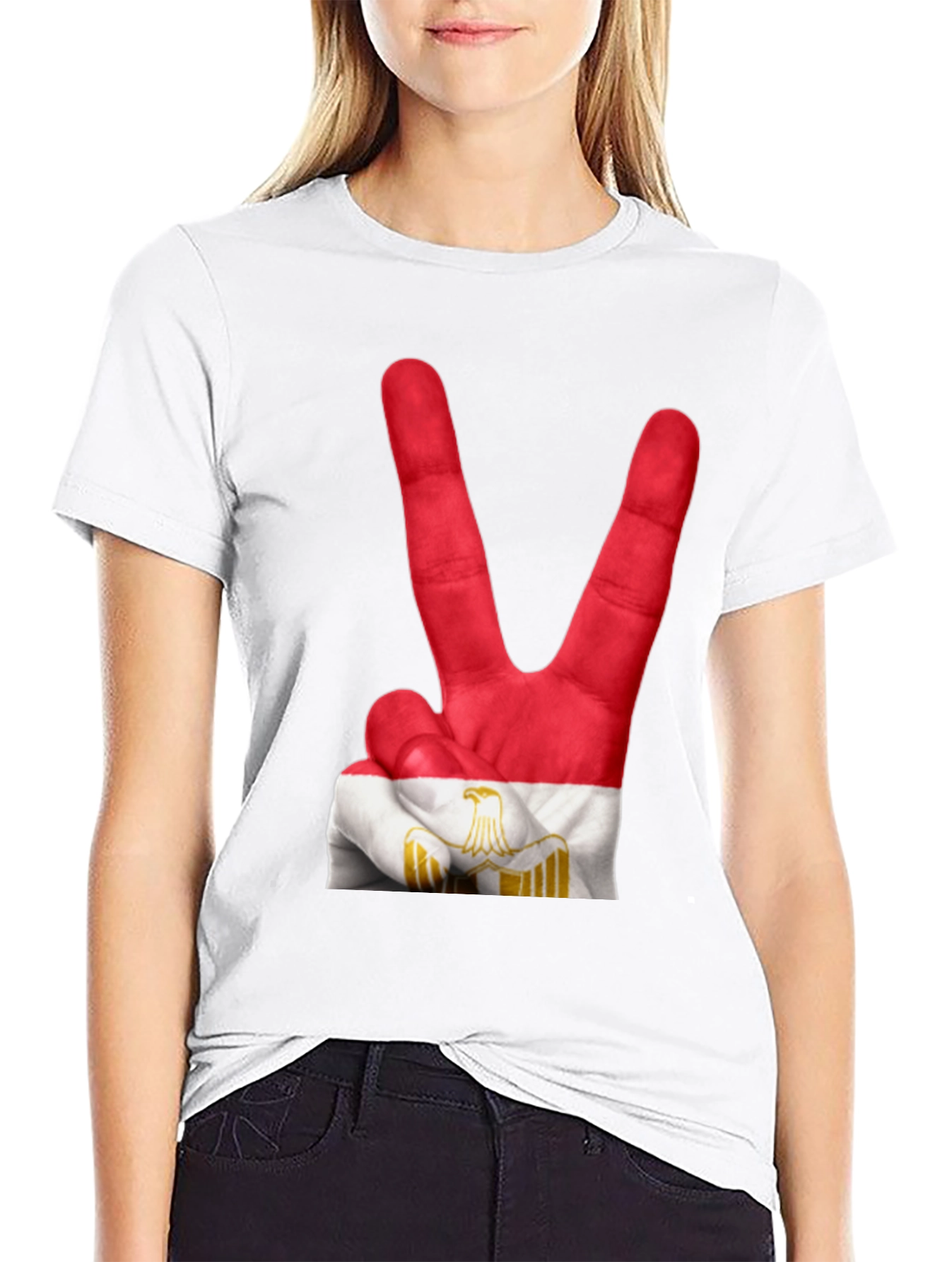 Egypt Flag Hand Peace Sign T-Shirt