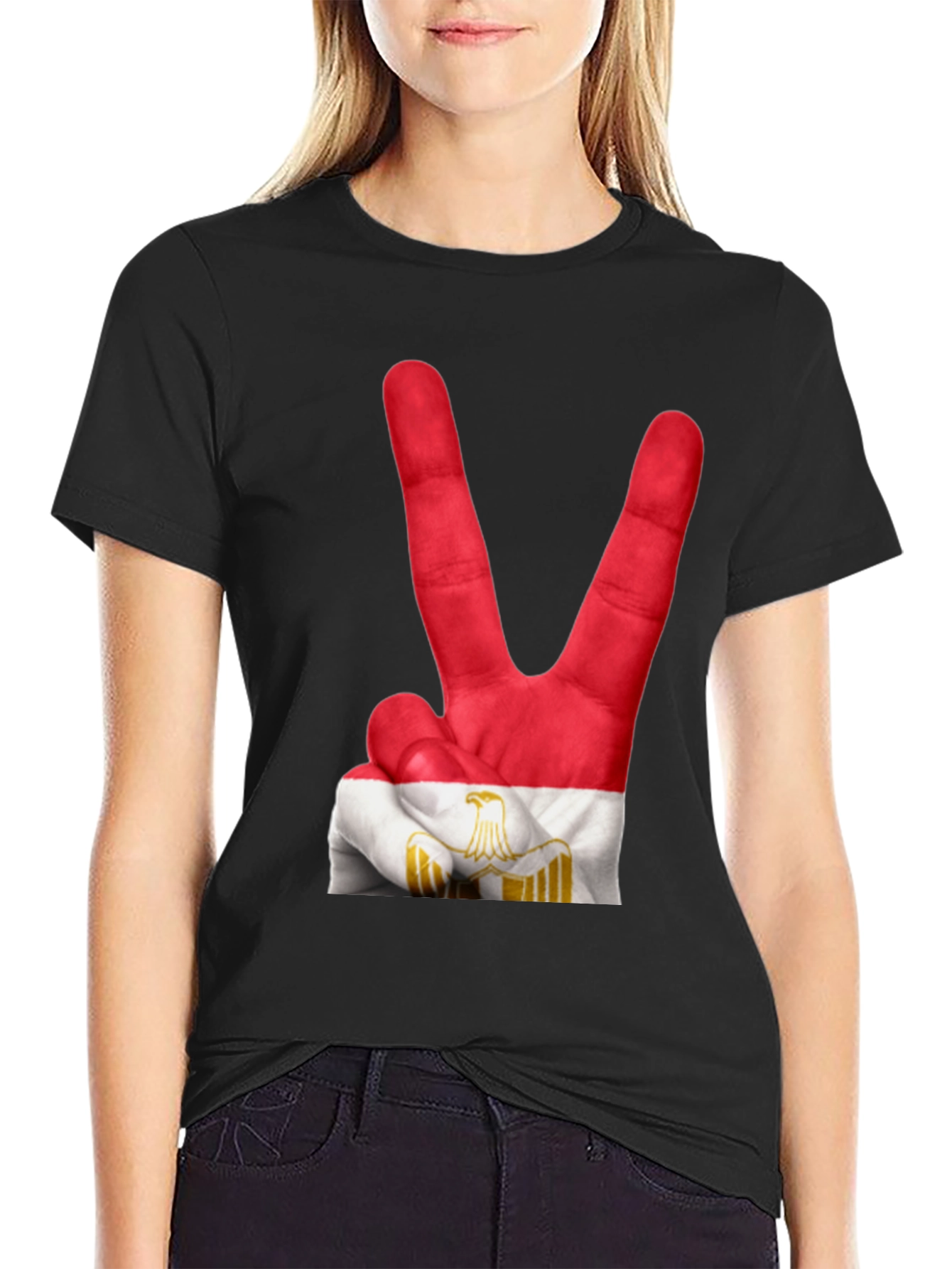 Egypt Flag Hand Peace Sign T-Shirt