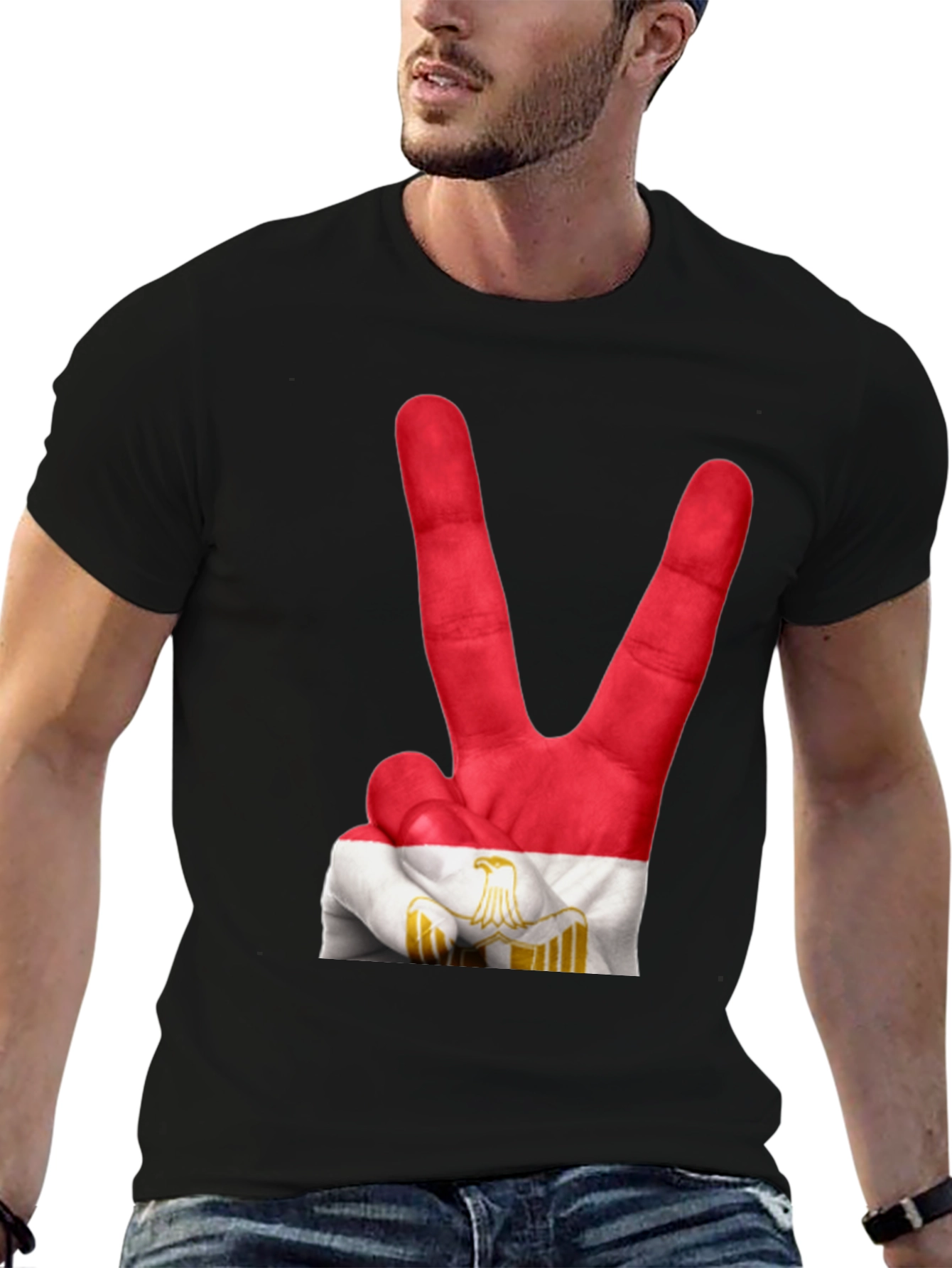 Egypt Flag Hand Peace Sign T-Shirt