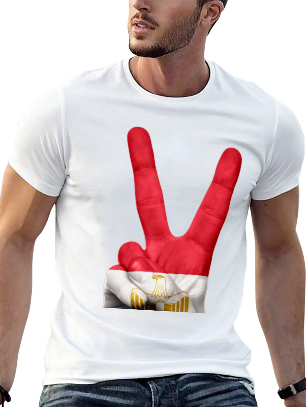 Egypt Flag Hand Peace Sign T-Shirt