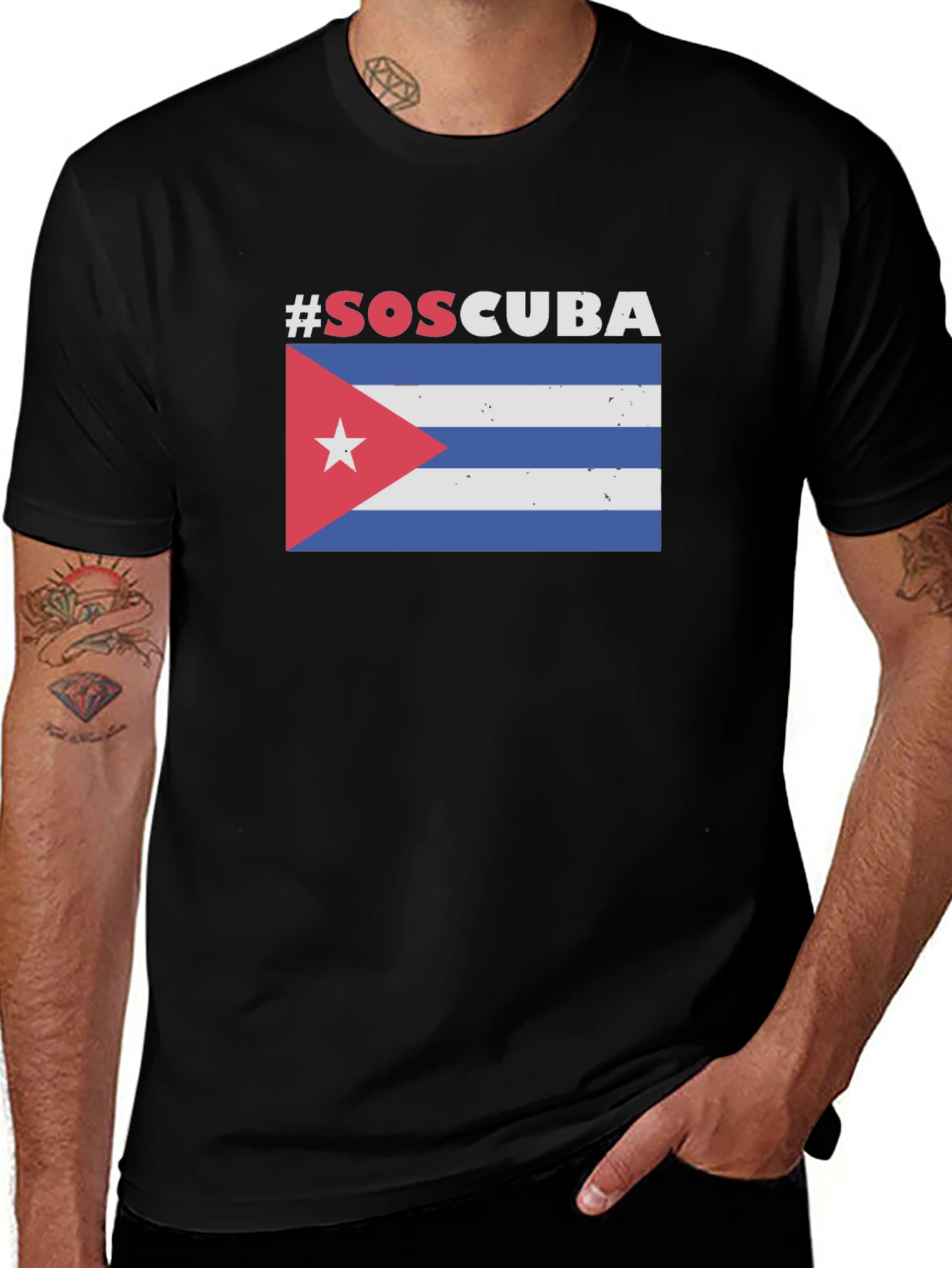 SOS Cuba Flag Graphic T-Shirt
