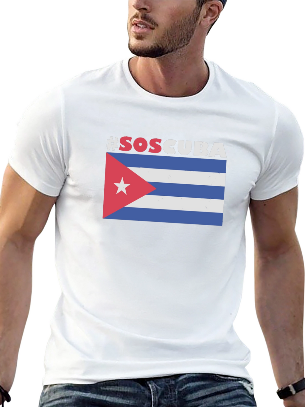 SOS Cuba Flag Graphic T-Shirt