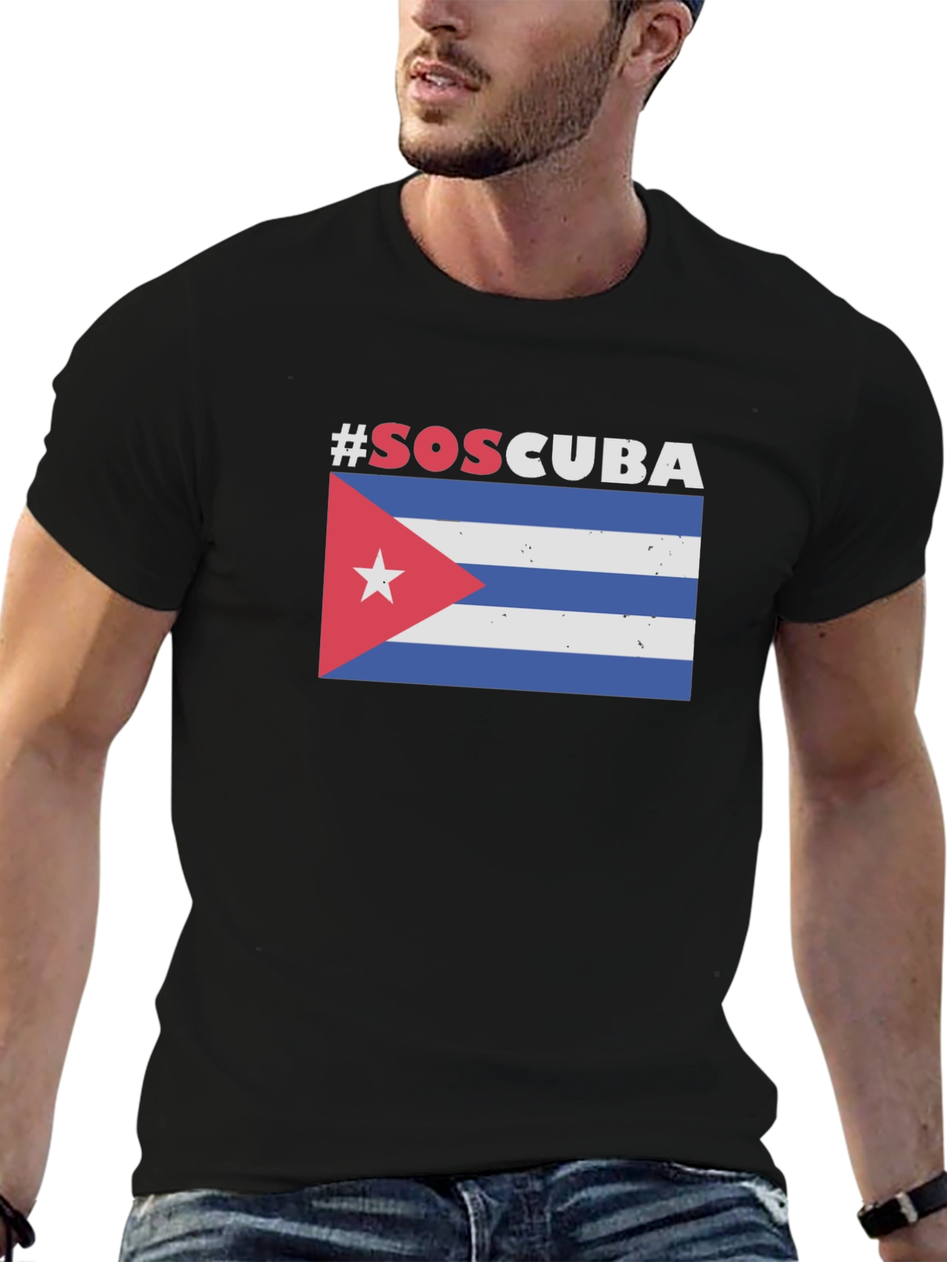 SOS Cuba Flag Graphic T-Shirt