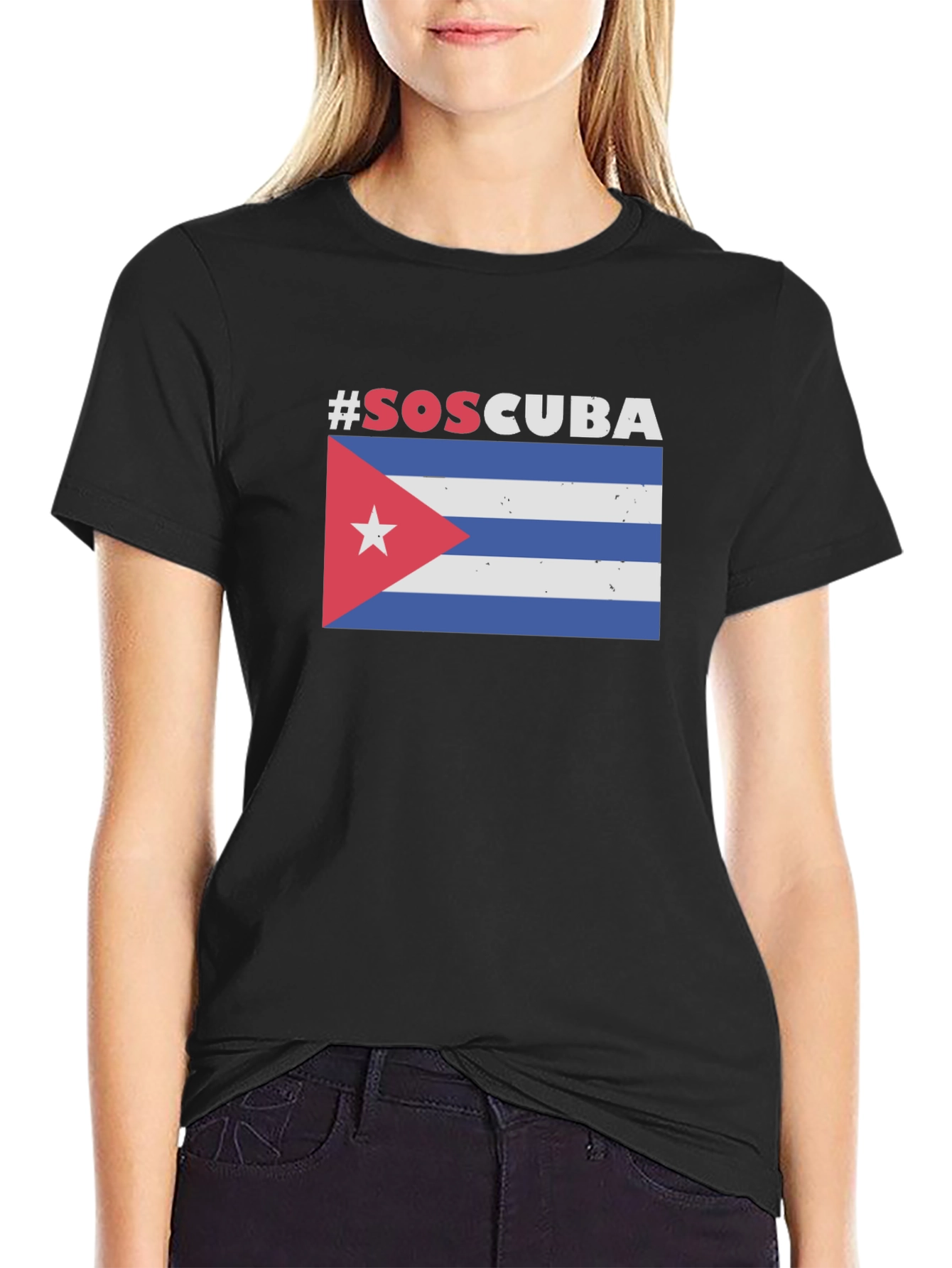 SOS Cuba Flag Graphic T-Shirt