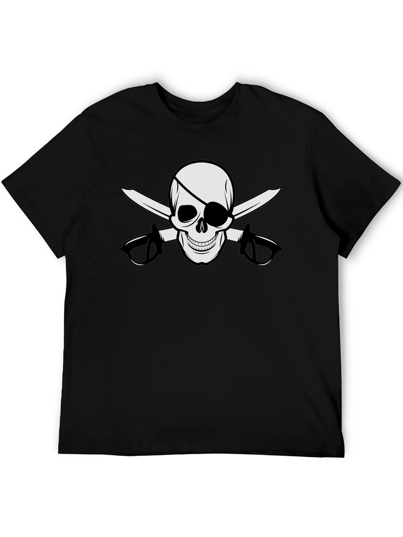 Pirate Skull & Swords Graphic Black T-Shirt
