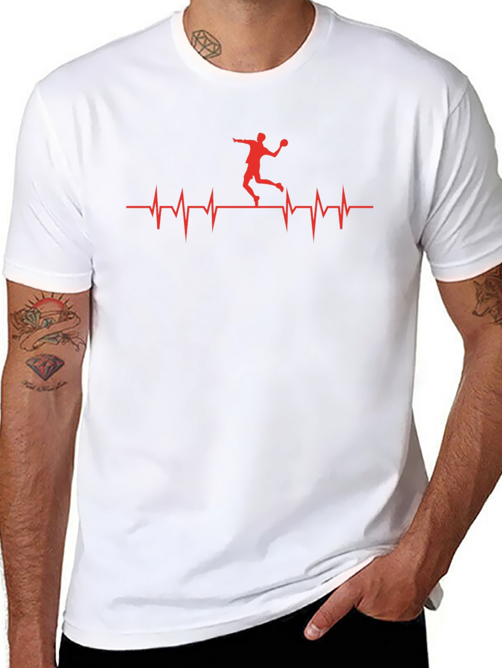 Handball Heartbeat T-Shirt - Black Graphic Tee