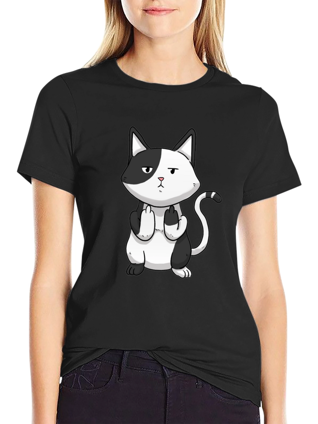 Rude Cat Graphic T-Shirt - Black Humor Tee