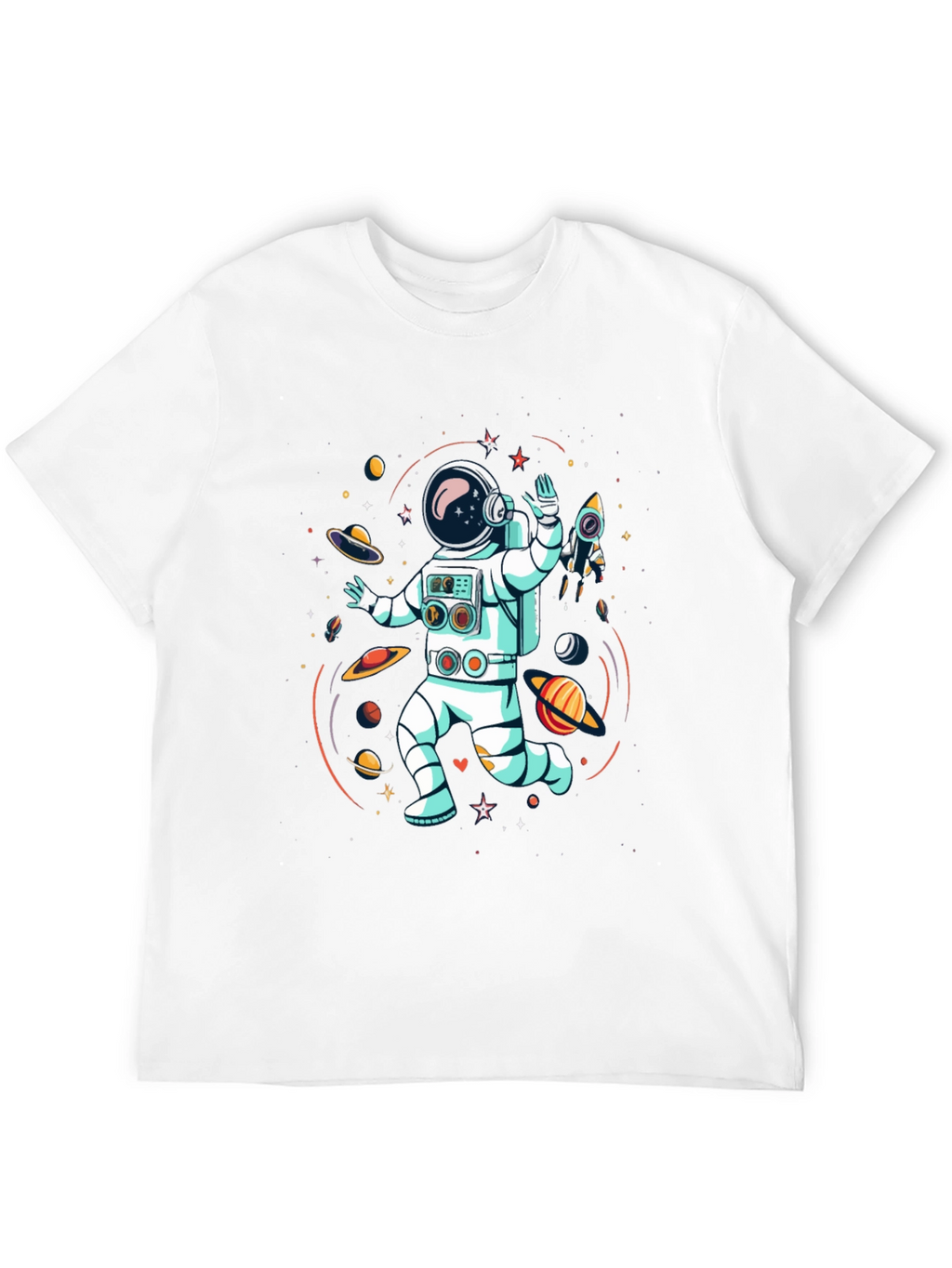 Astronaut in Space Graphic Tee - Black Cotton T-Shirt