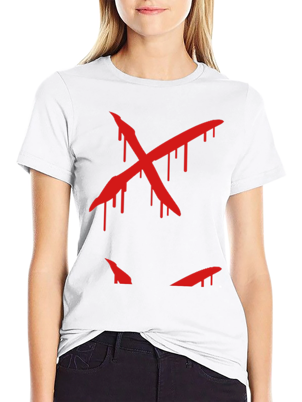 Edgy Red X Graphic Tee - Mens Black T-Shirt