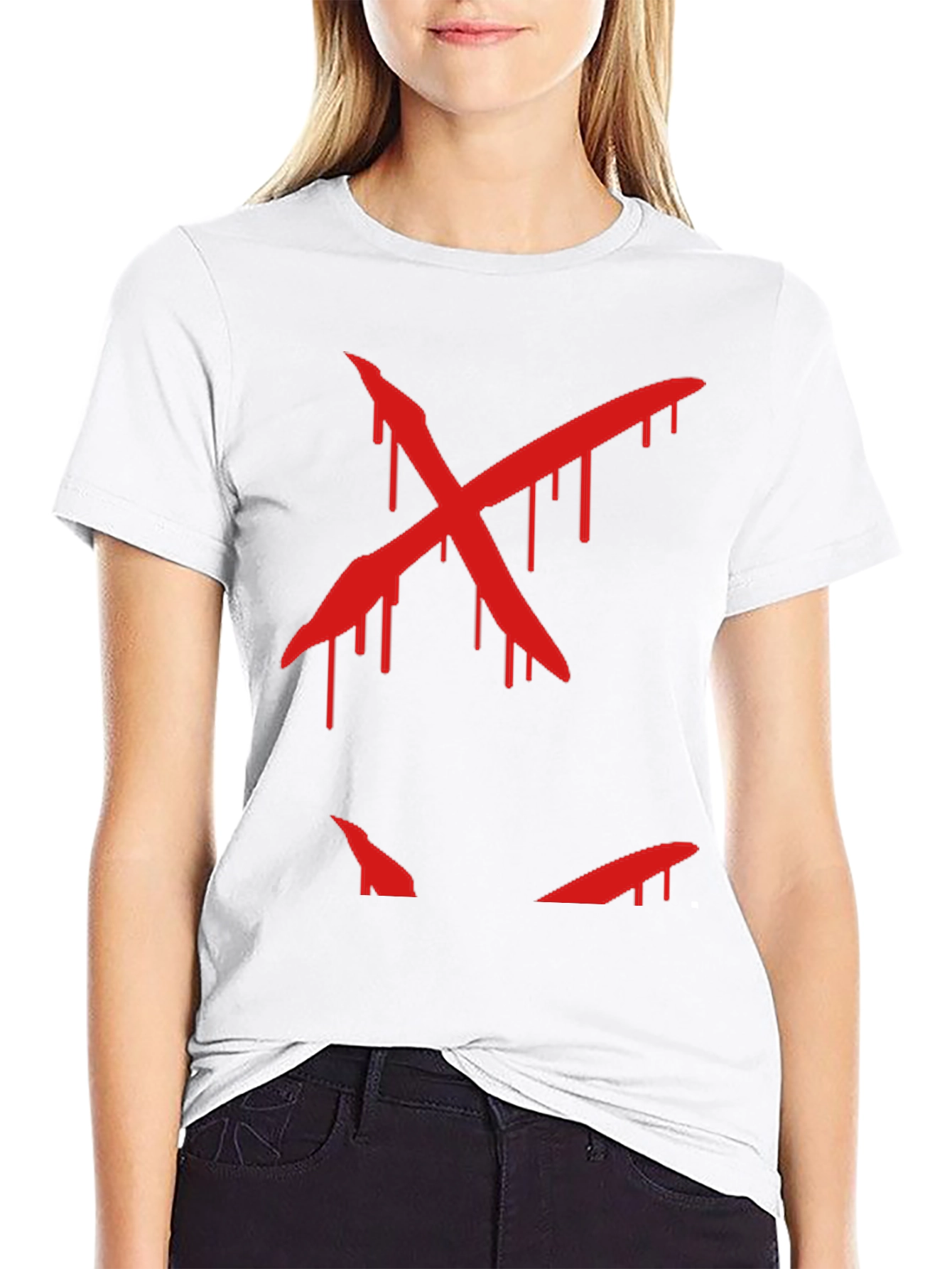 Edgy Red X Graphic Tee - Mens Black T-Shirt