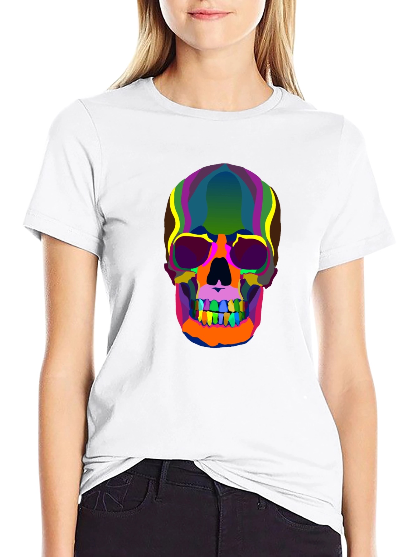 Colorful Skull Graphic T-Shirt