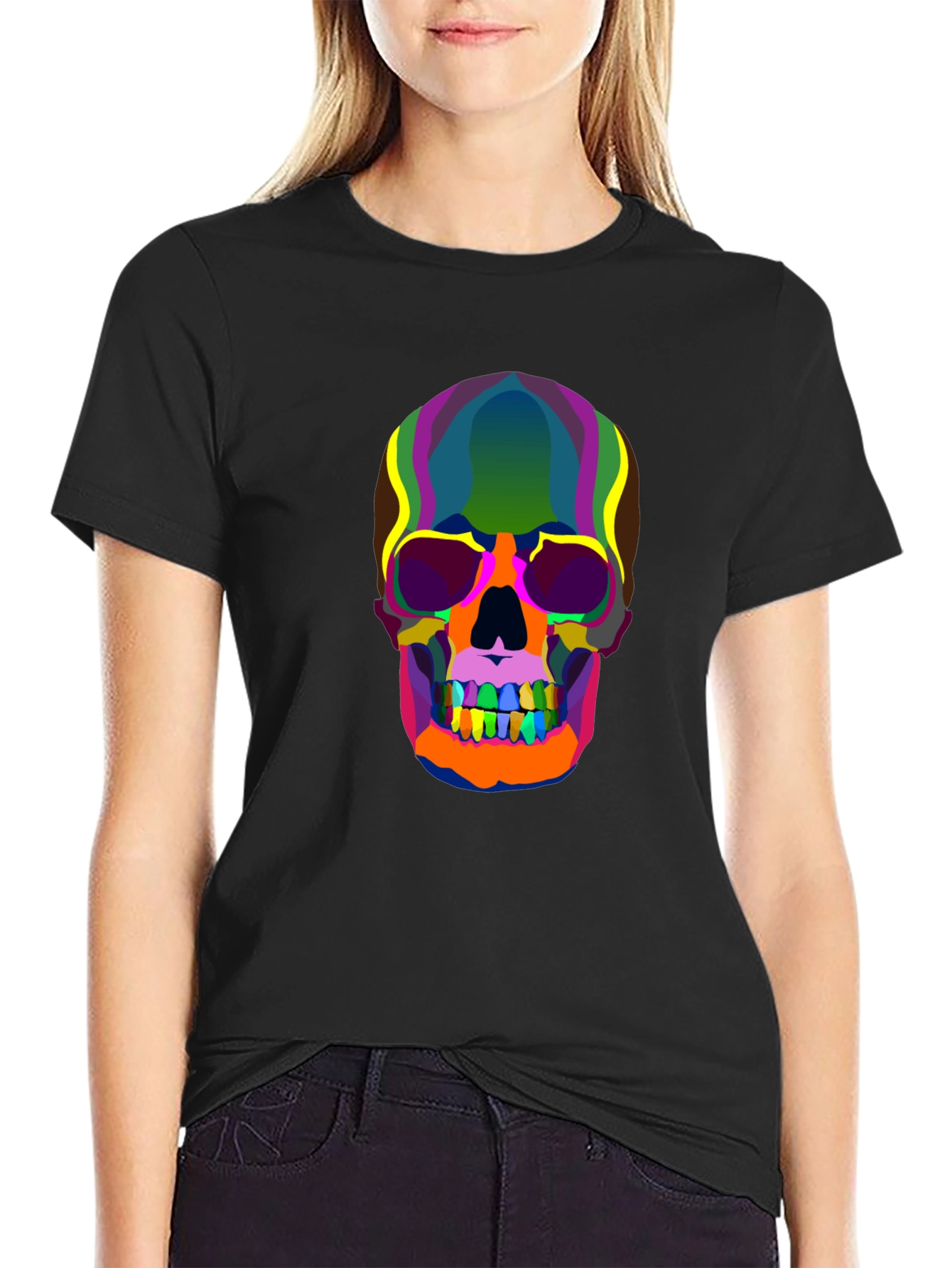 Colorful Skull Graphic T-Shirt
