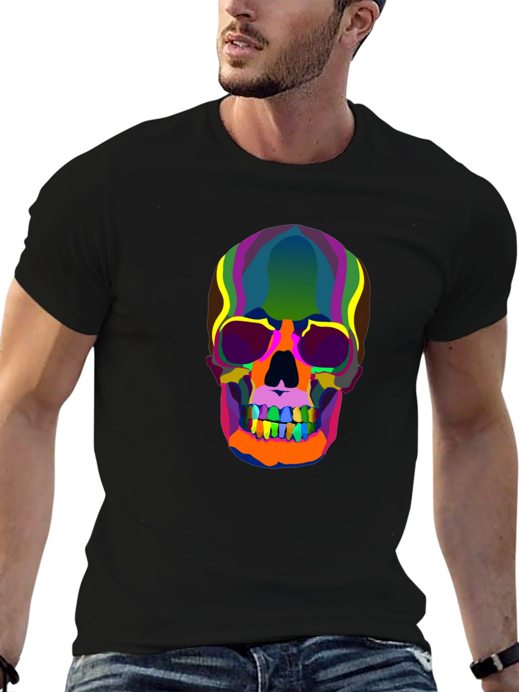 Colorful Skull Graphic T-Shirt