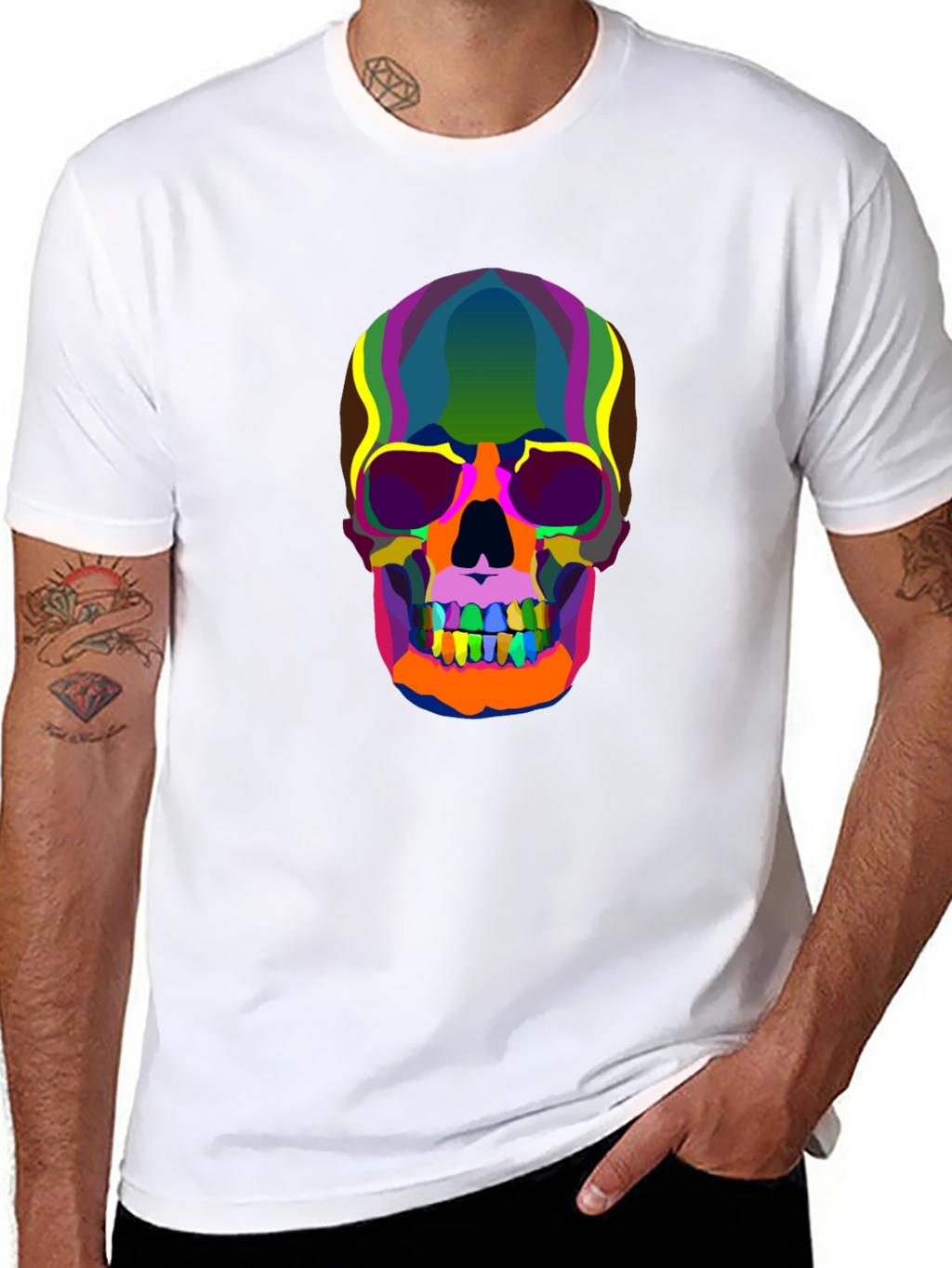 Colorful Skull Graphic T-Shirt