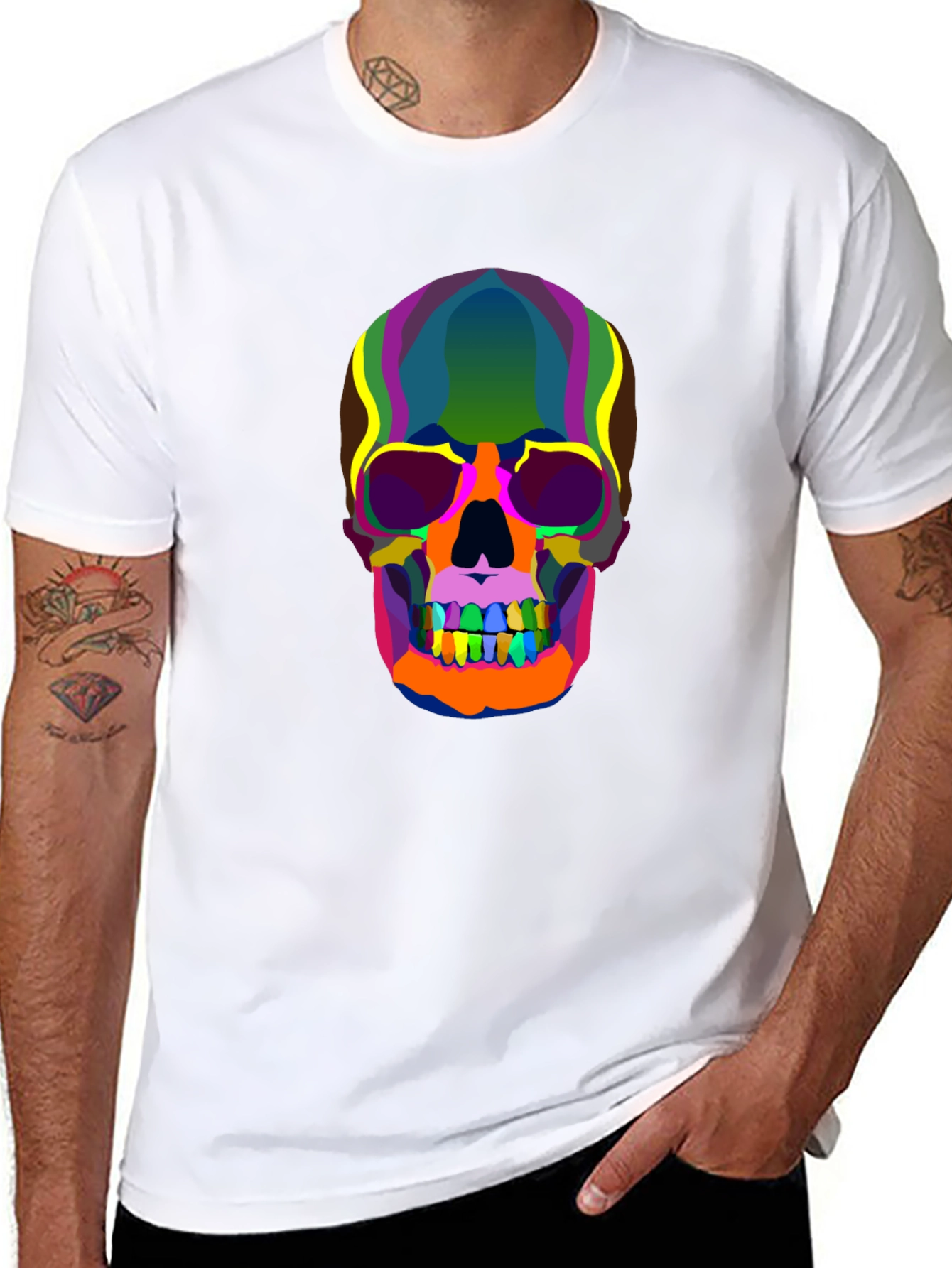 Colorful Skull Graphic T-Shirt