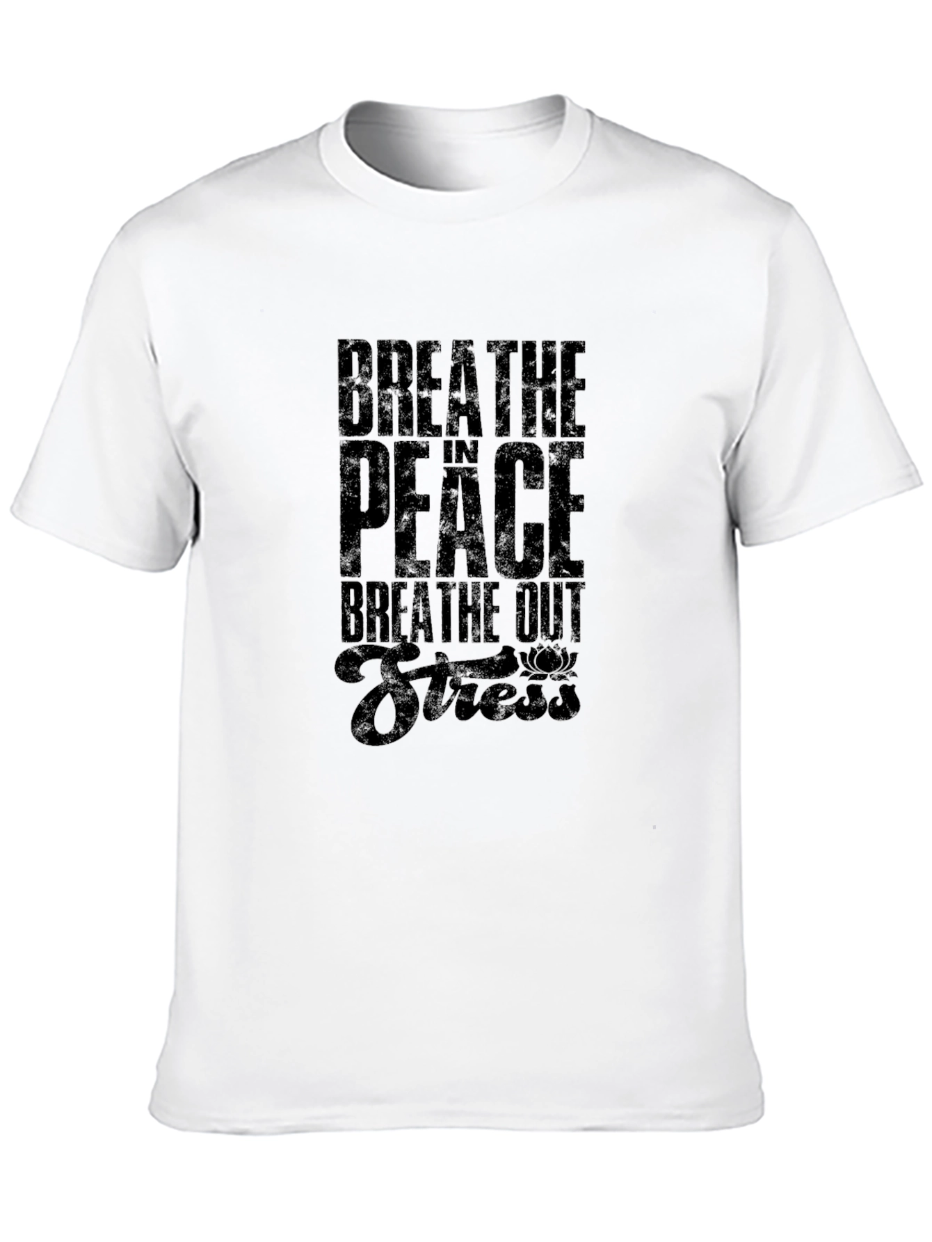 Breathe In Peace Out Stress Black Graphic Tee