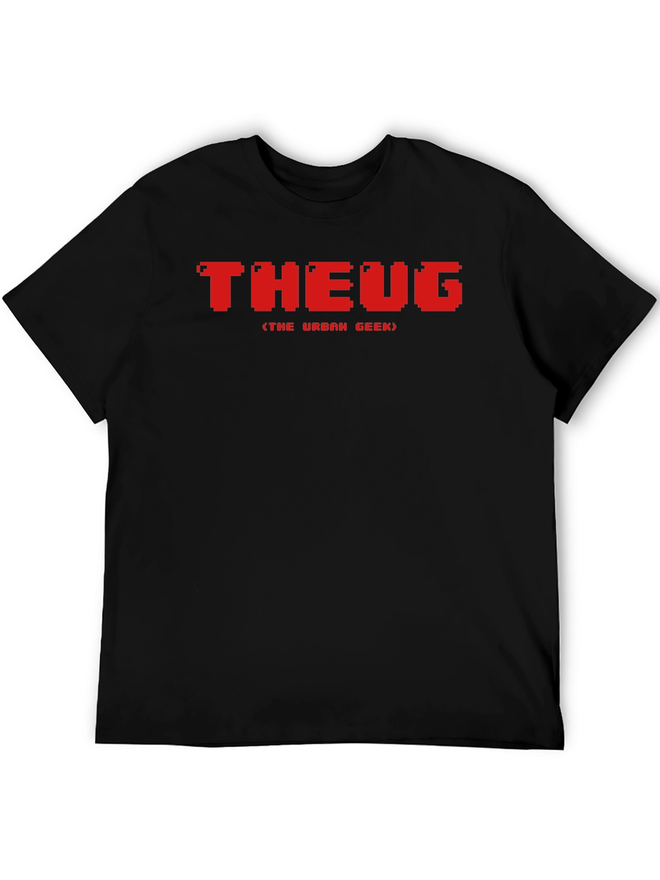 THEUG Urban Geek Pixelated Red Graphic Black T-Shirt