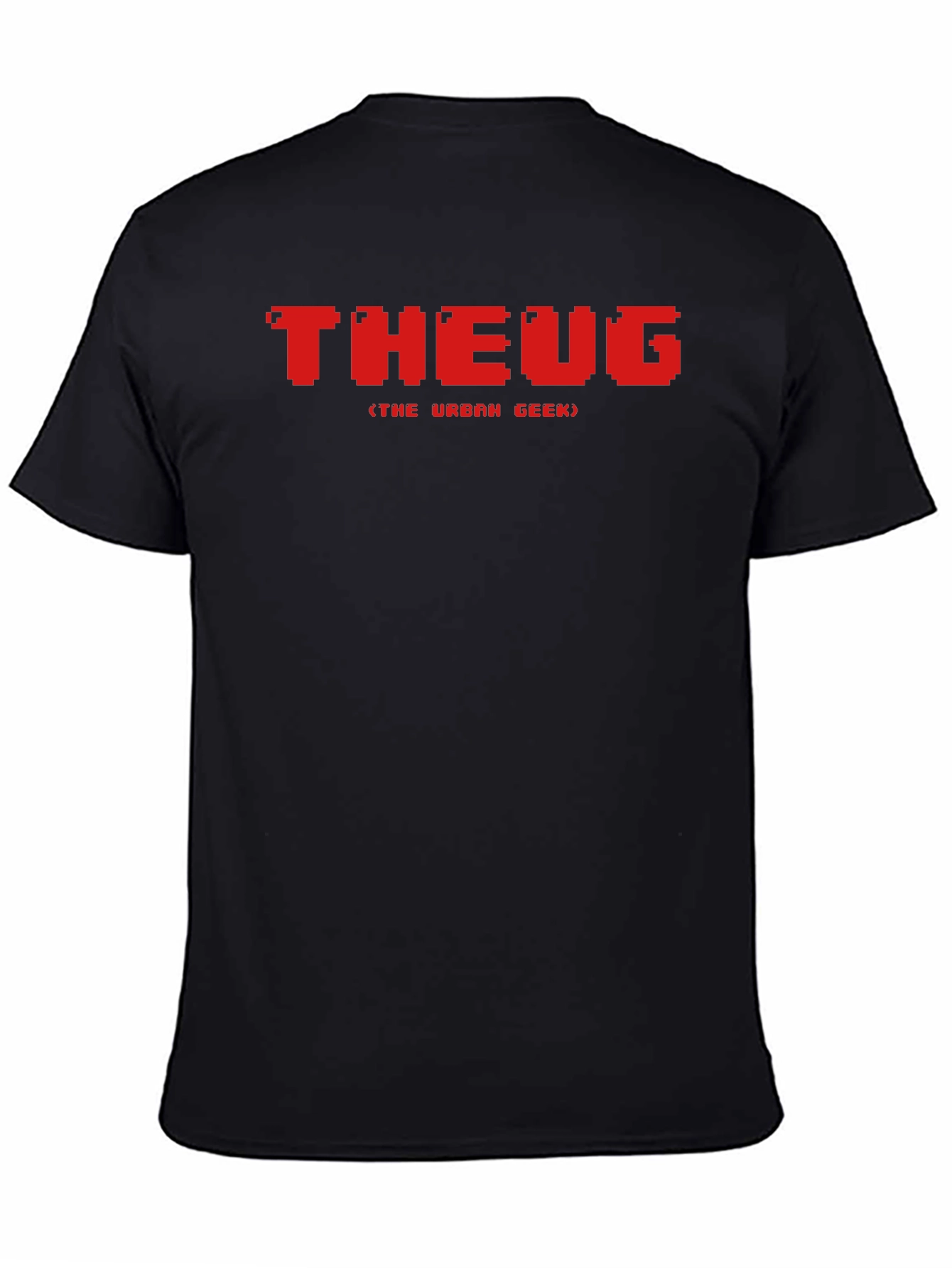 THEUG Urban Geek Pixelated Red Graphic Black T-Shirt