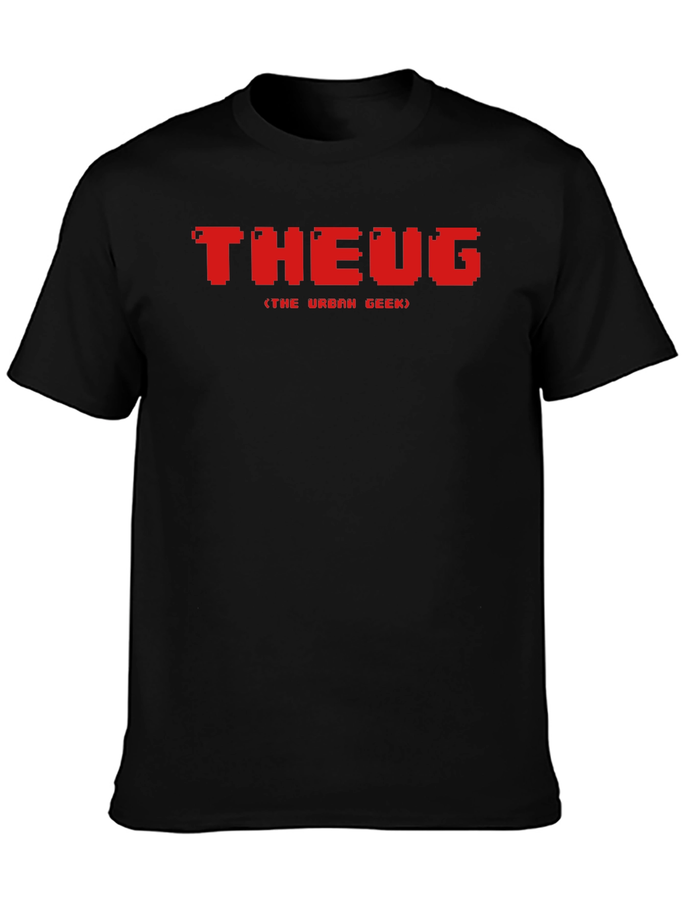 THEUG Urban Geek Pixelated Red Graphic Black T-Shirt