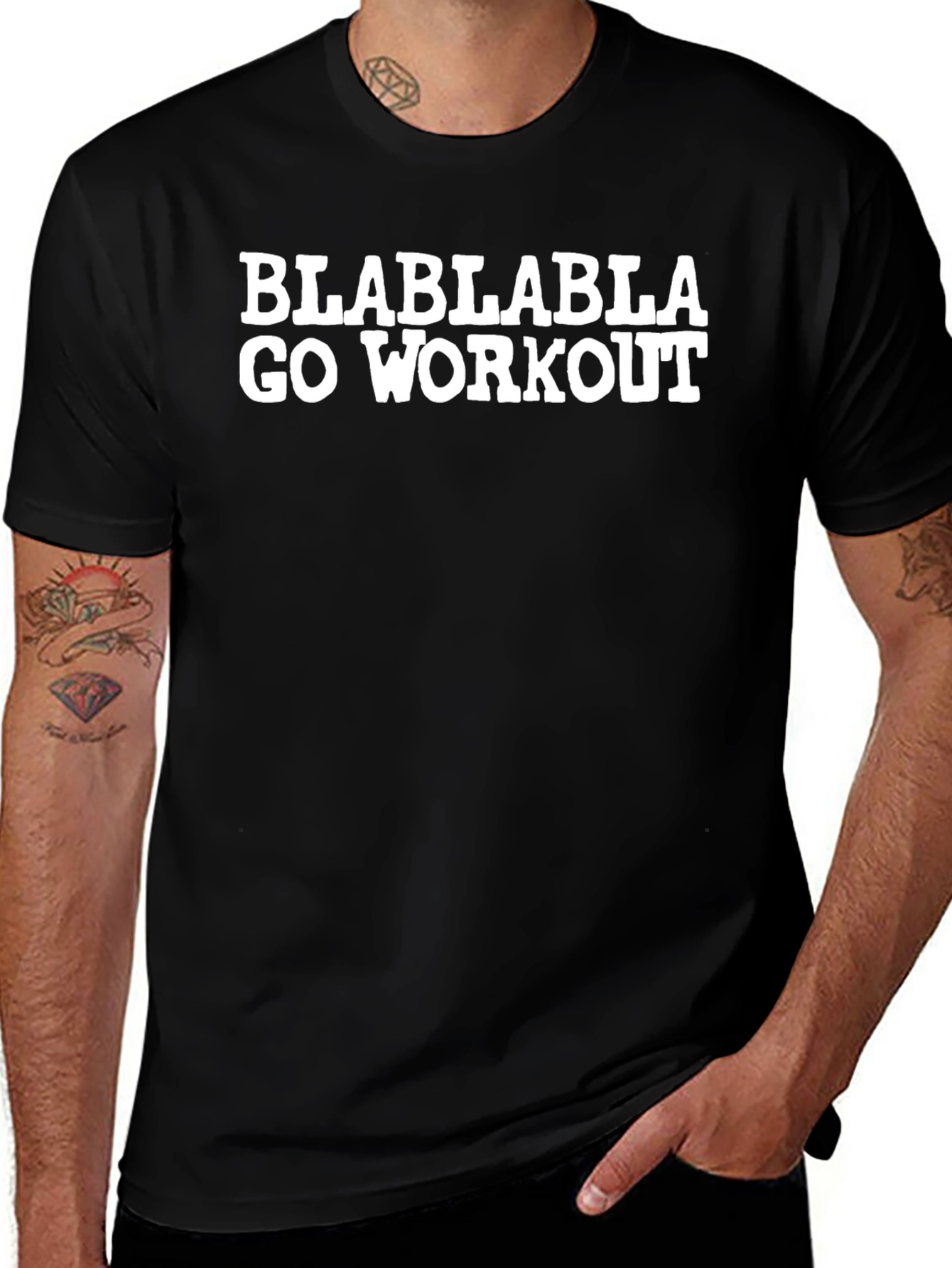 Blablabla Go Workout Black Tee - Gym Humor Shirt