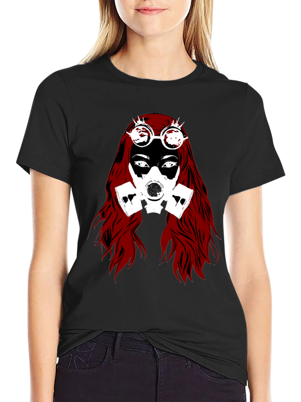 Steampunk Gas Mask Woman Graphic Tee