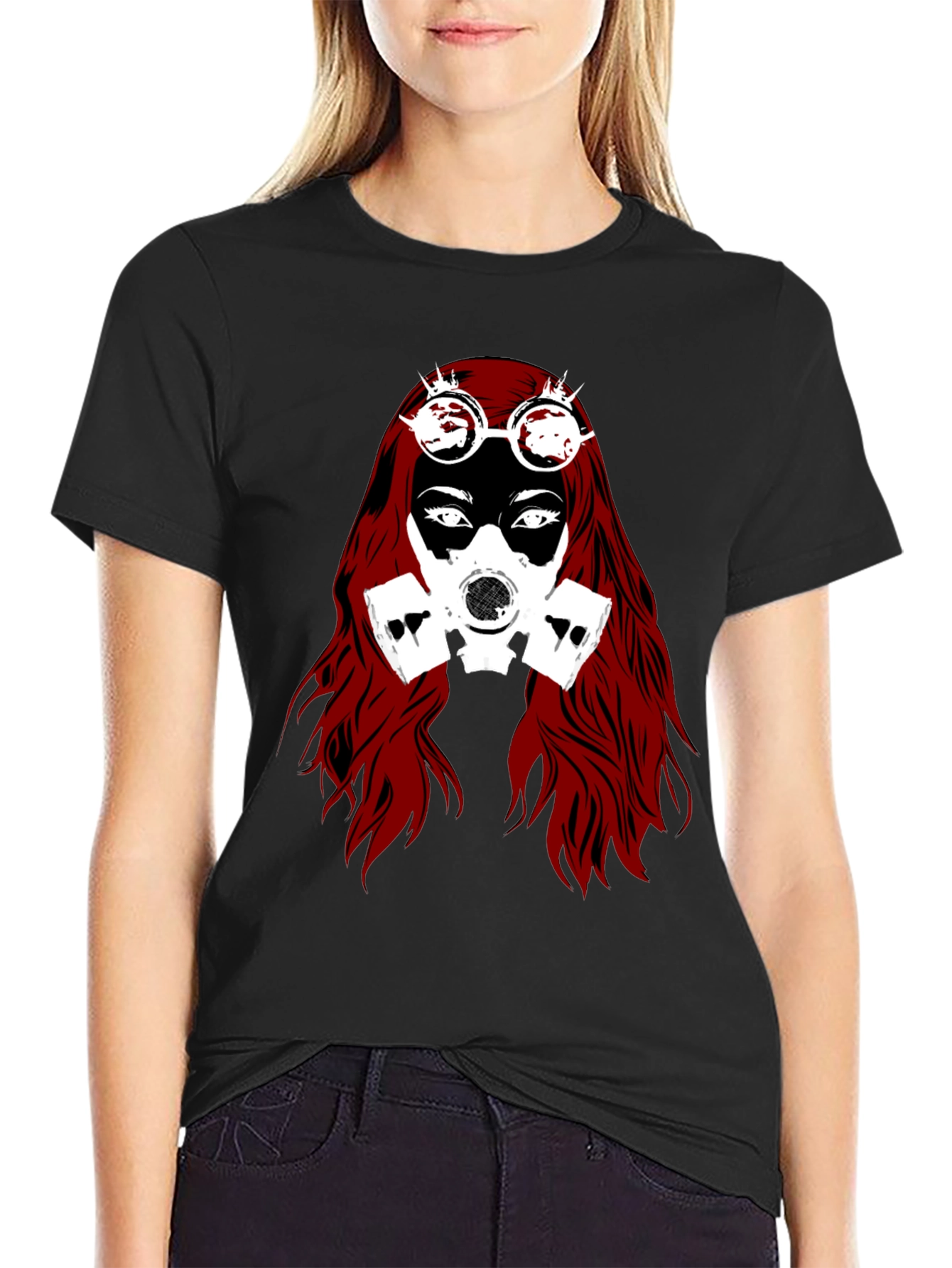 Steampunk Gas Mask Woman Graphic Tee