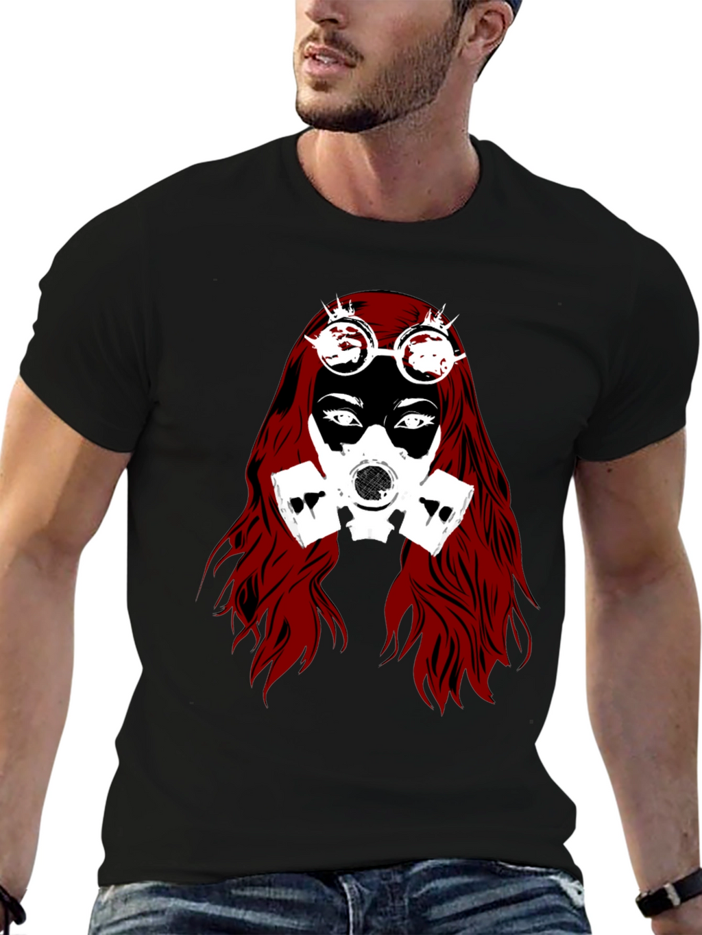 Steampunk Gas Mask Woman Graphic Tee
