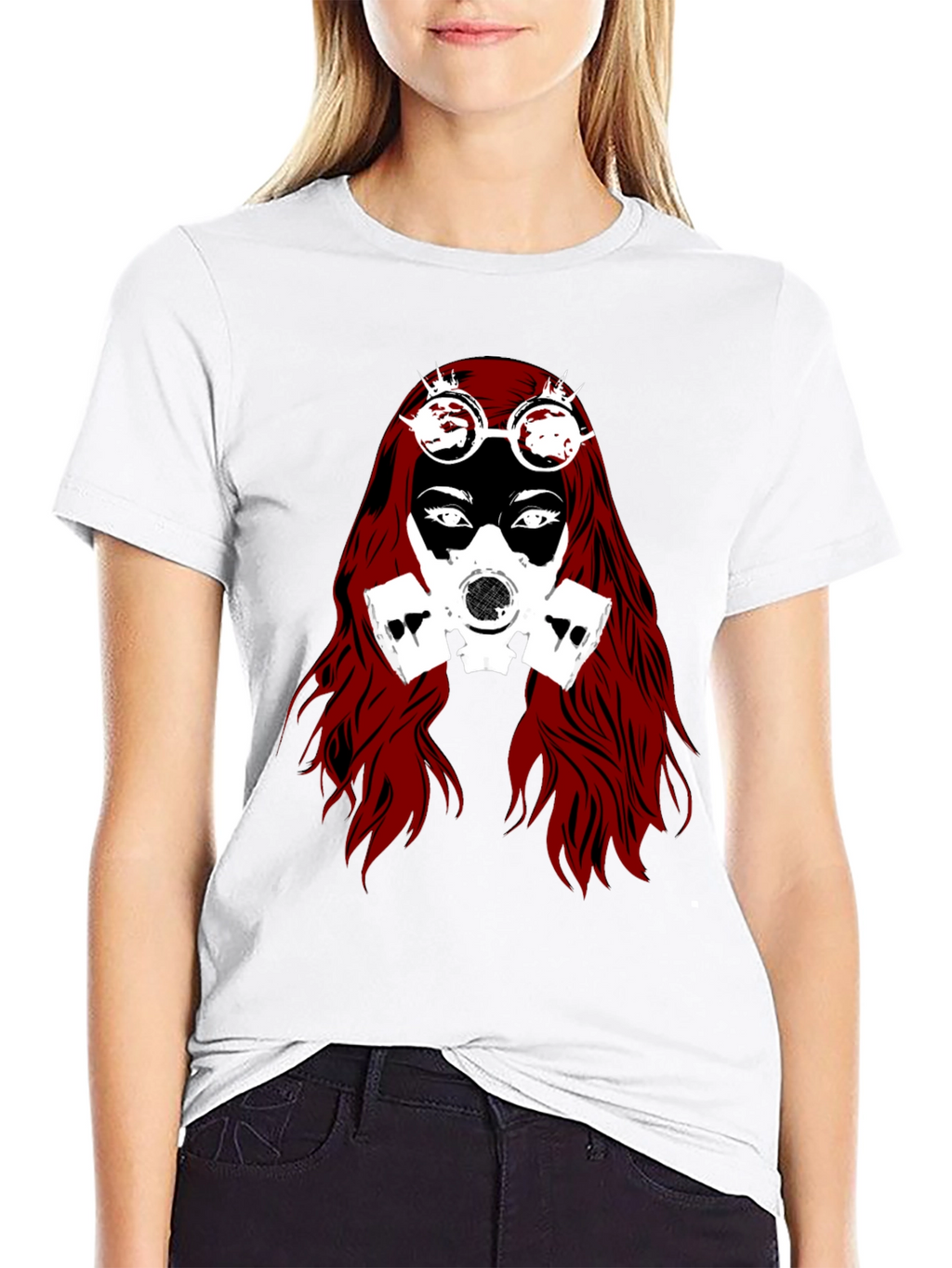 Steampunk Gas Mask Woman Graphic Tee