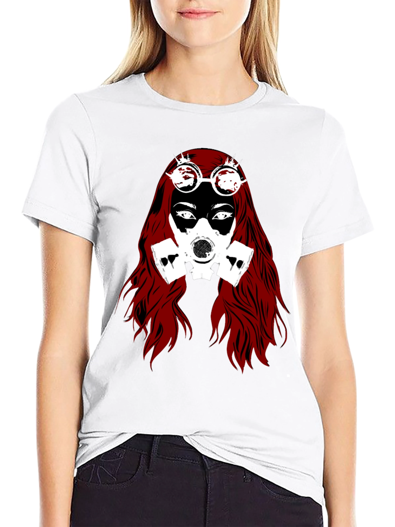 Steampunk Gas Mask Woman Graphic Tee