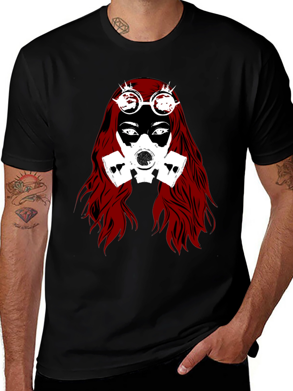 Steampunk Gas Mask Woman Graphic Tee