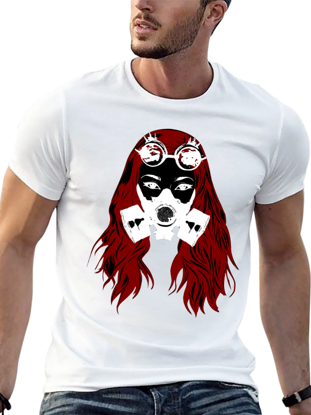 Steampunk Gas Mask Woman Graphic Tee