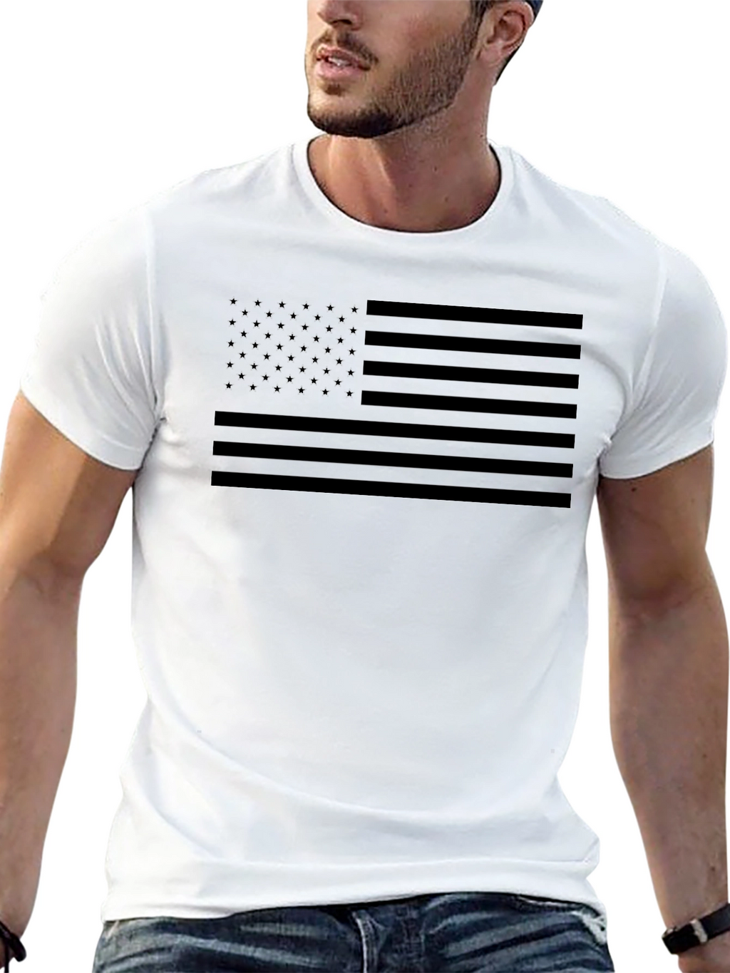 American Flag Blackout T-Shirt - Patriotic Stealth Design