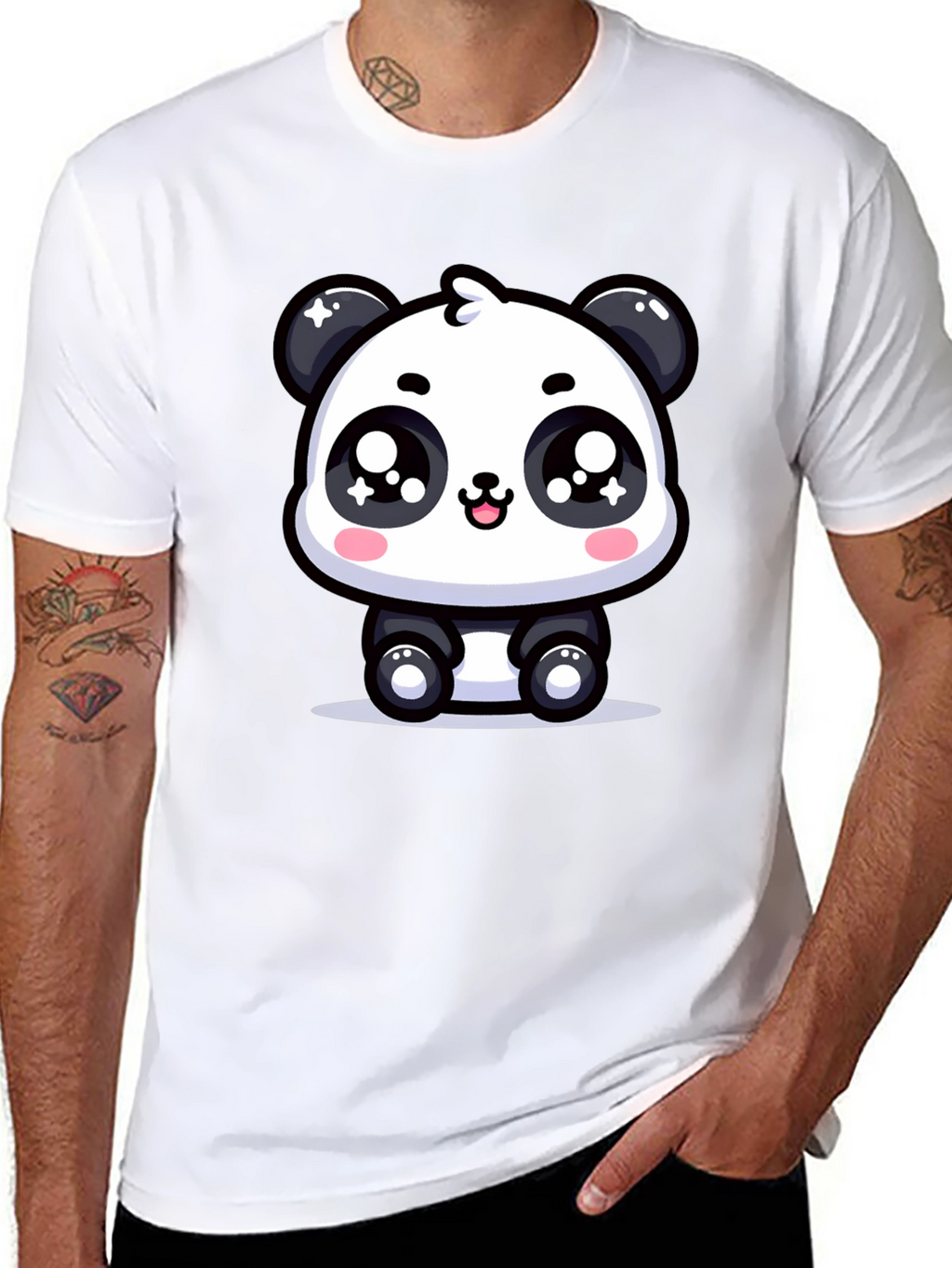 Cute Panda Graphic T-Shirt - Black
