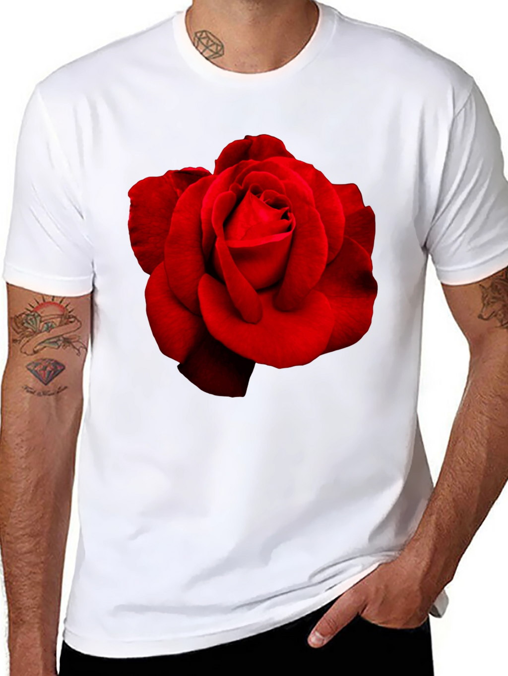 Red Rose Graphic Black T-Shirt