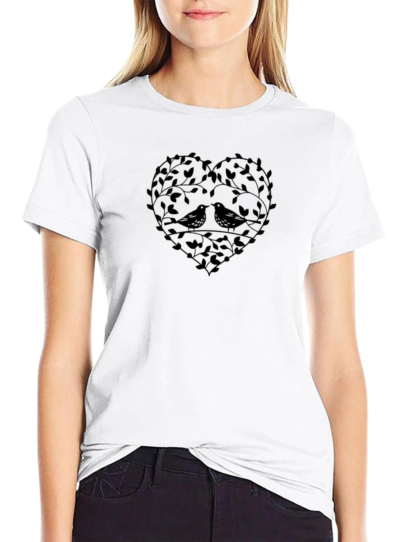 Love Birds Heart Tee - Stylish Graphic T-Shirt