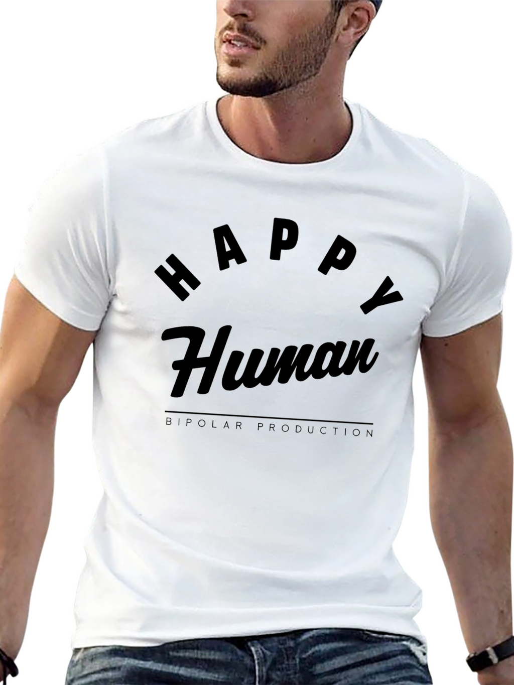 Happy Human Black Graphic Tee