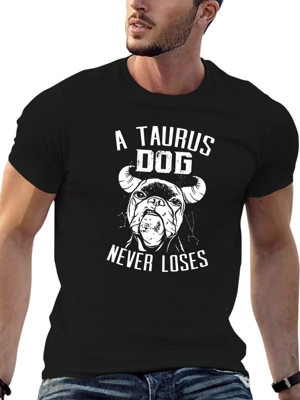 Taurus Dog Never Loses Black Graphic Tee