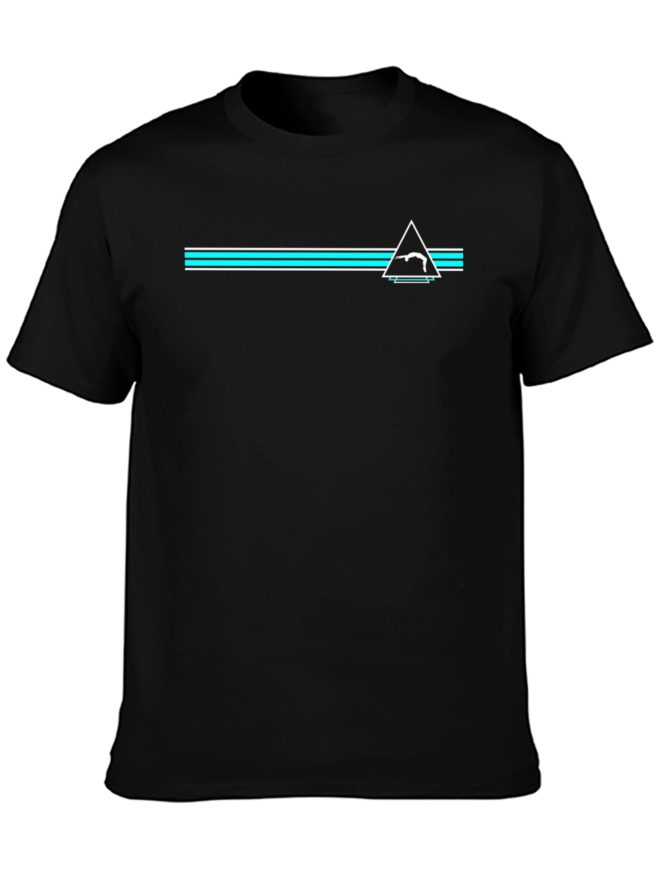 Retro Black Tee with Gymnast Triangle Design
