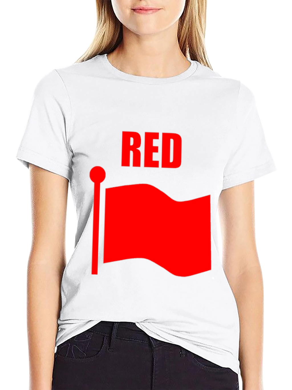 Red Flag Graphic Black T-Shirt