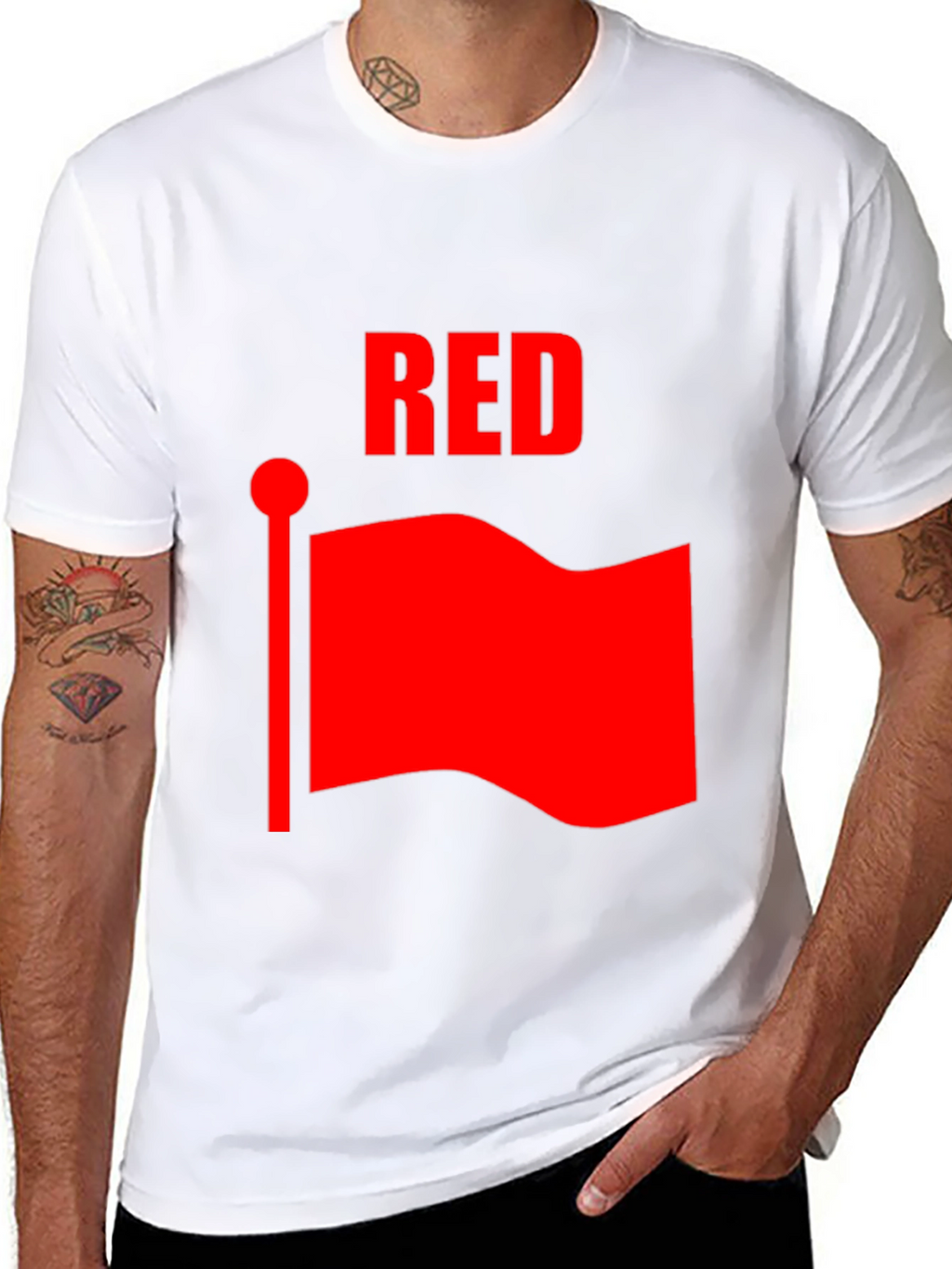Red Flag Graphic Black T-Shirt