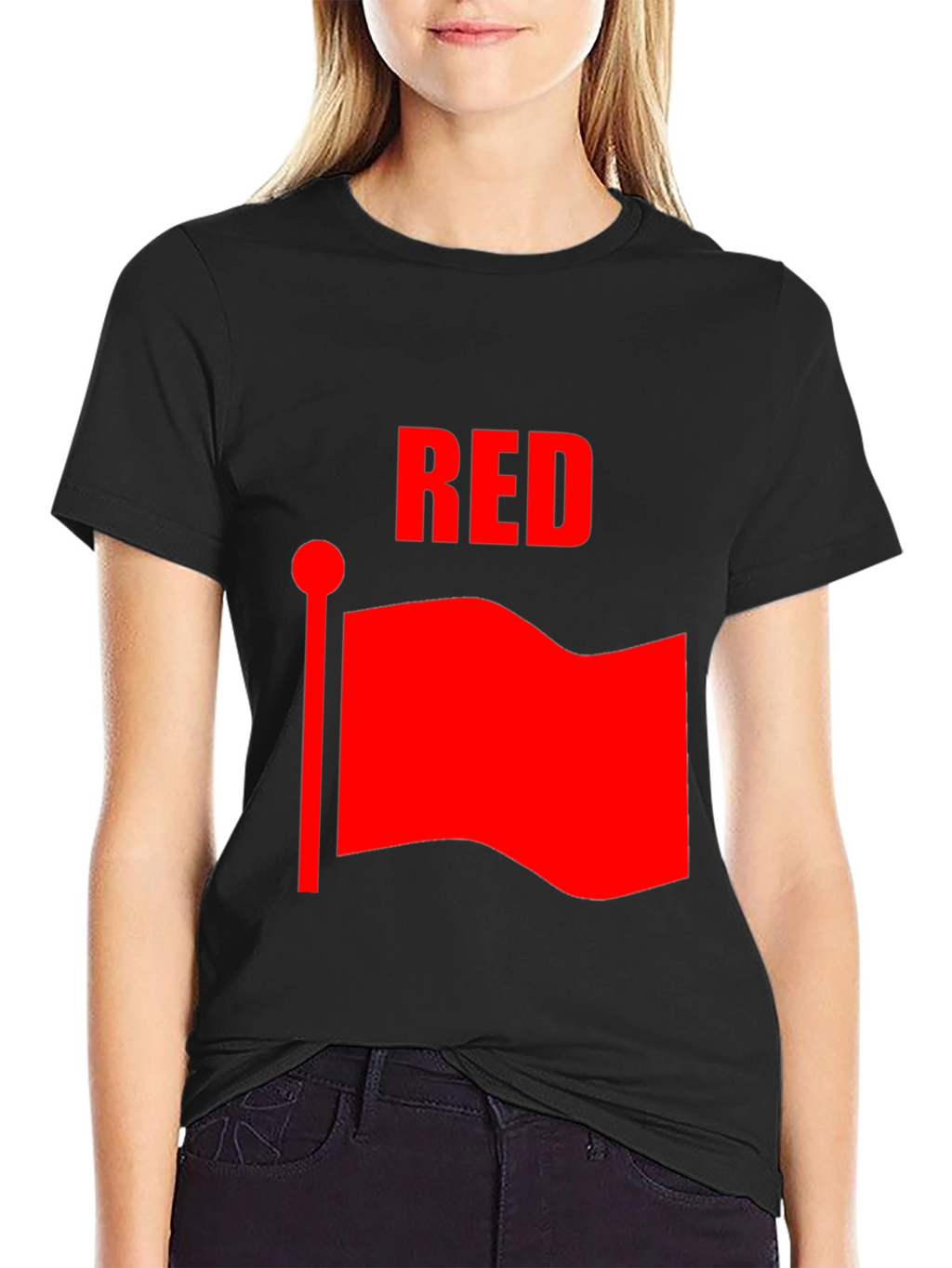 Red Flag Graphic Black T-Shirt