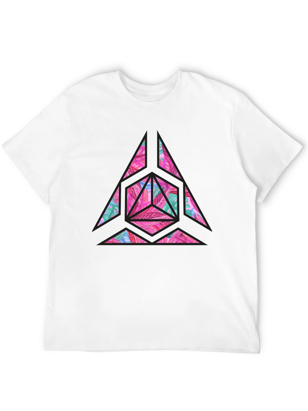 Geometric Floral Print Mens T-Shirt