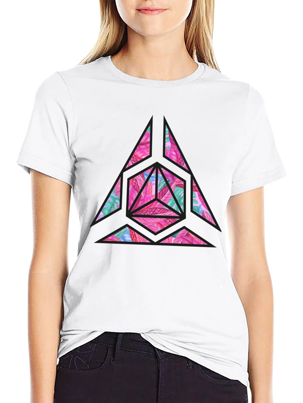 Geometric Floral Print Mens T-Shirt