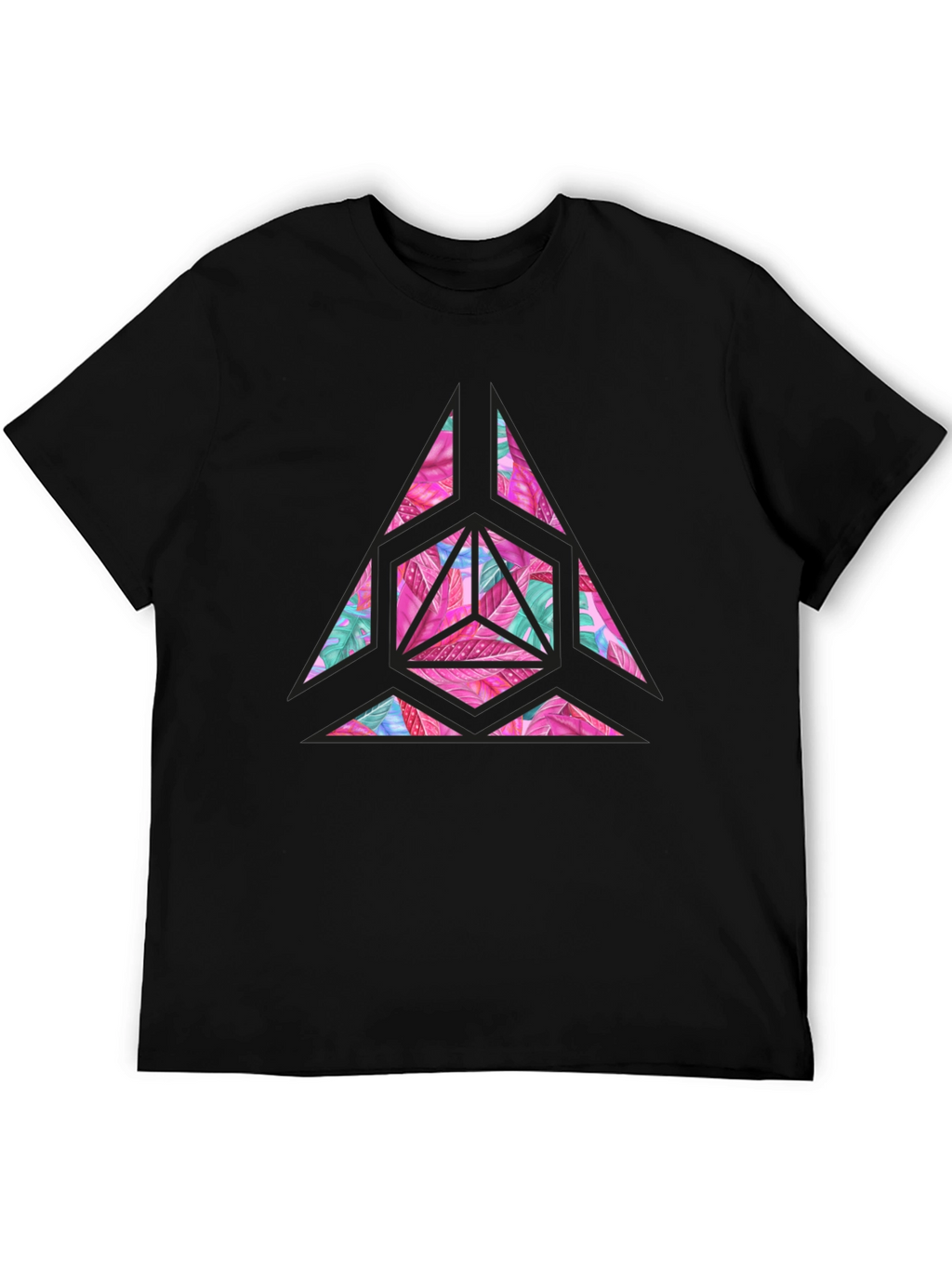 Geometric Floral Print Mens T-Shirt