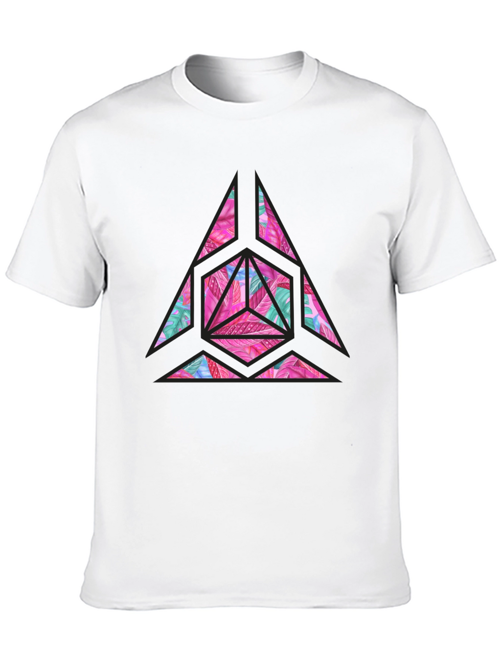 Geometric Floral Print Mens T-Shirt