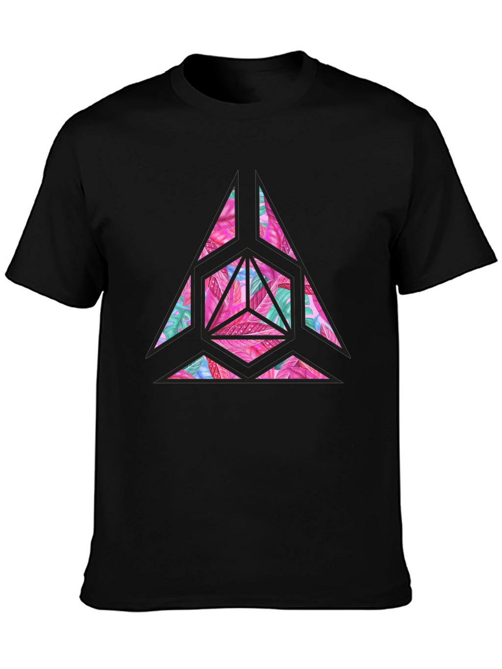 Geometric Floral Print Mens T-Shirt